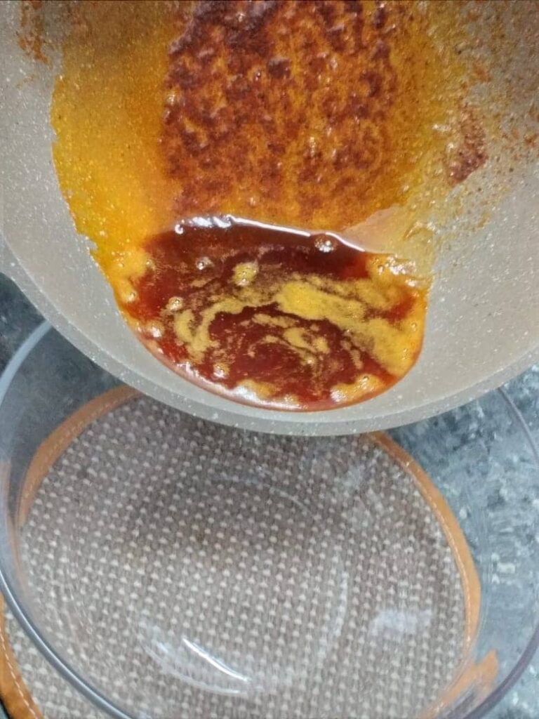 pour oil mix in a bowl